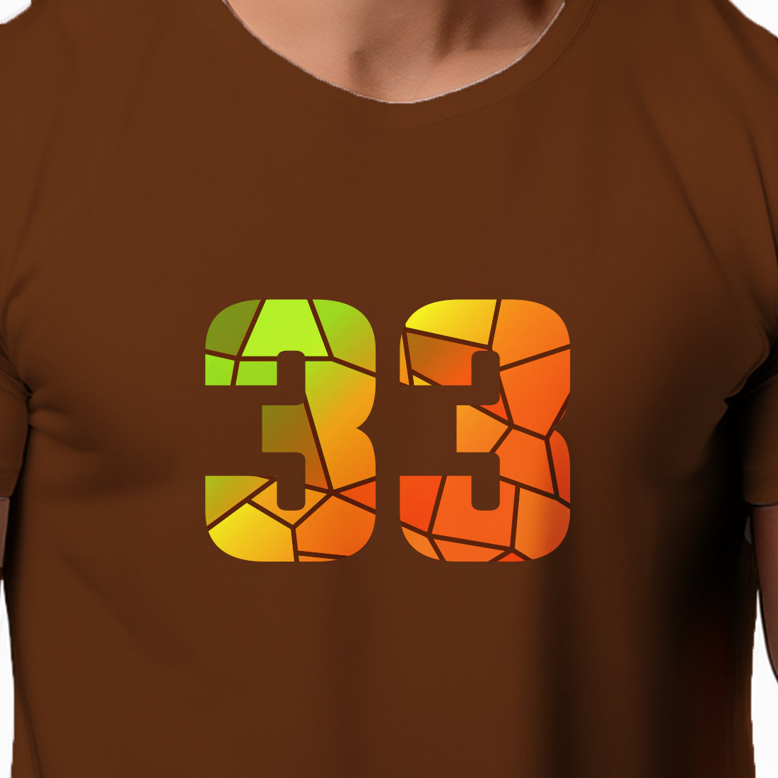 33 Number Men Unisex T-Shirt | Custom Number Graphic Tee (Brown)