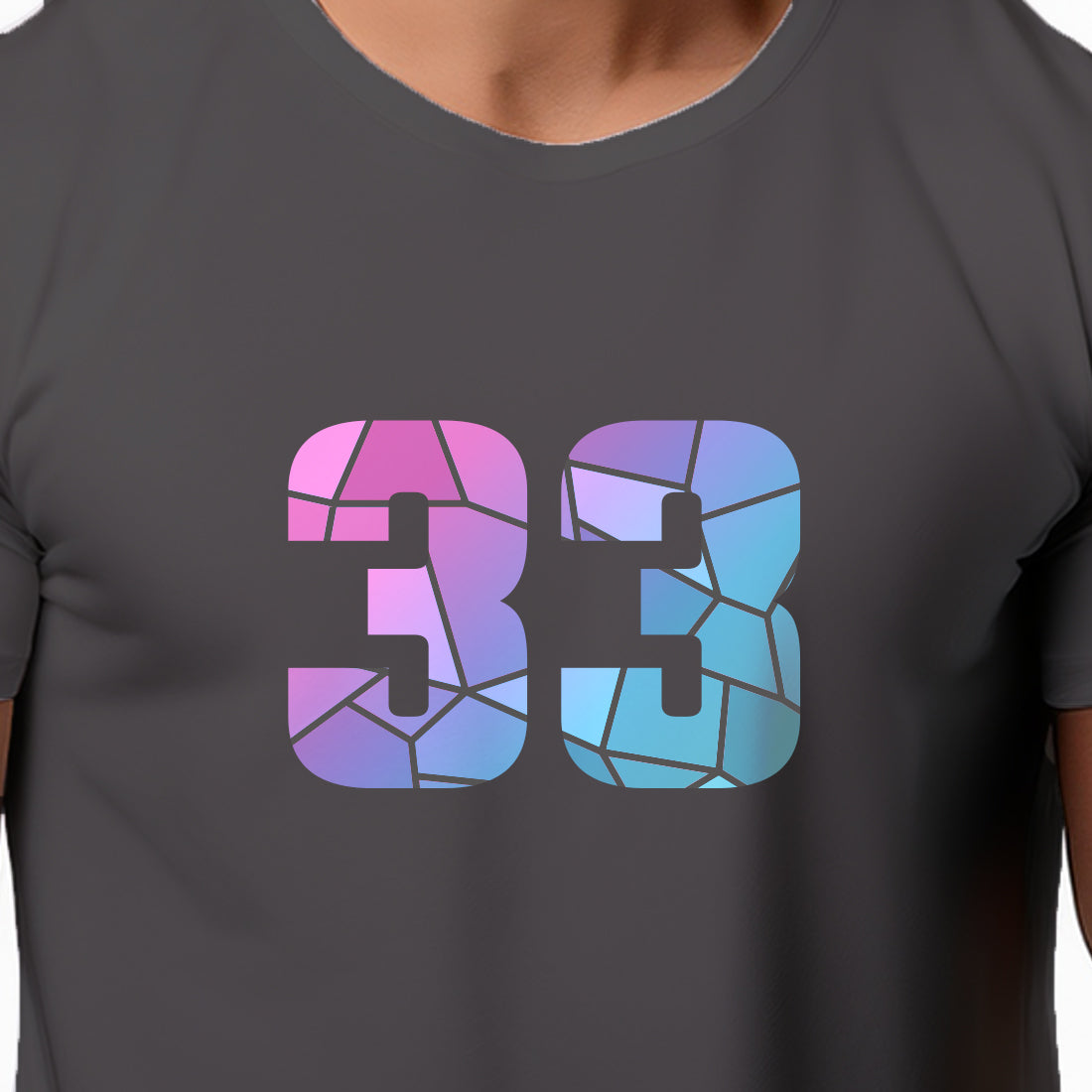 33 Number Men Unisex T-Shirt | Custom Number Graphic Tee (Charcoal Grey)