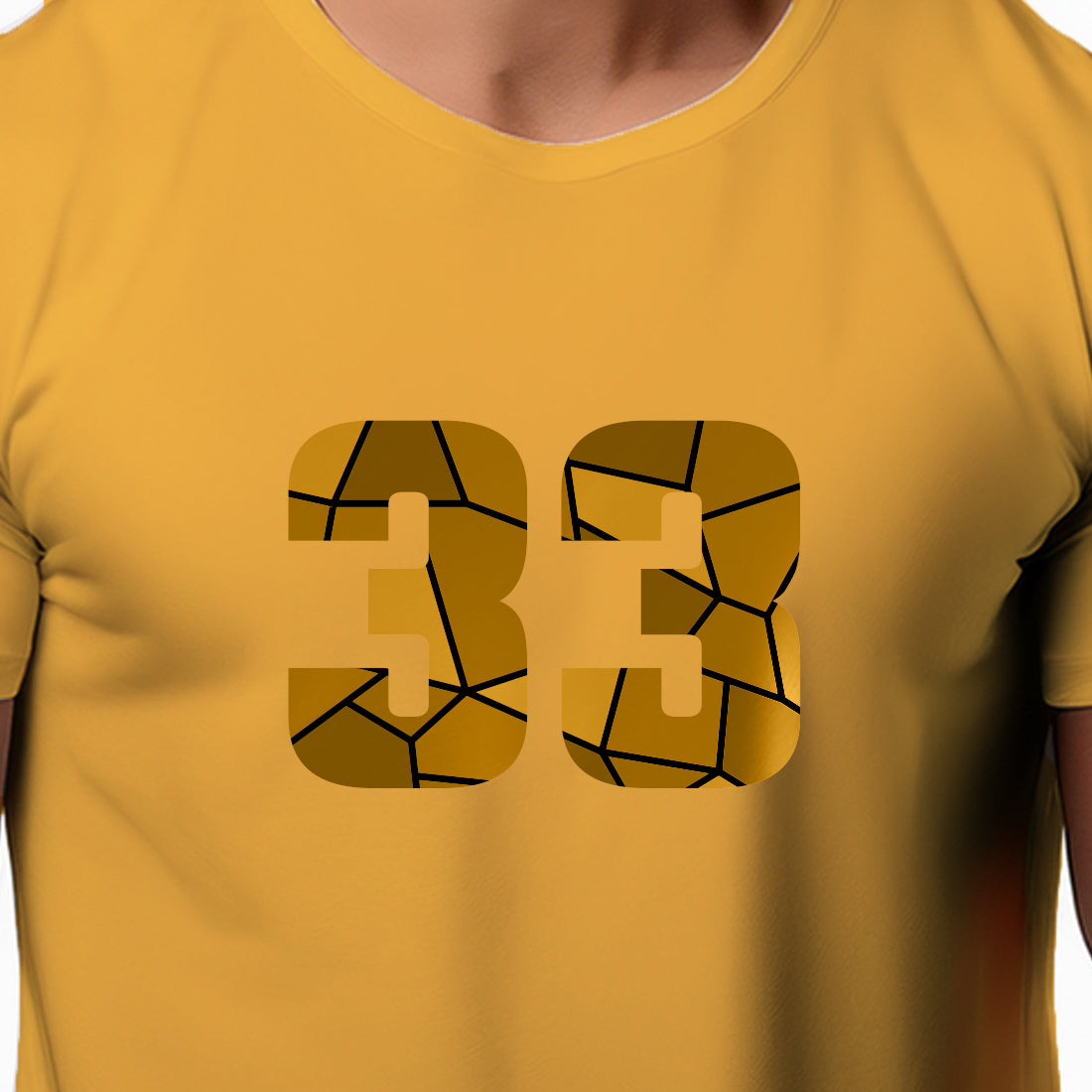 33 Number Men Unisex T-Shirt | Custom Number Graphic Tee (Golden Yellow)
