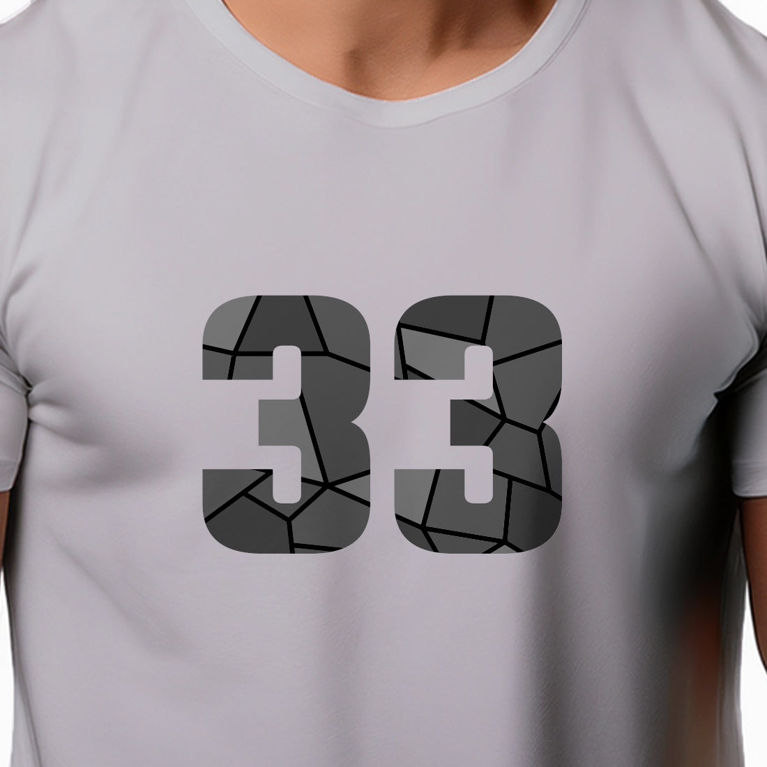 33 Number Men Unisex T-Shirt | Custom Number Graphic Tee (Melange Grey)