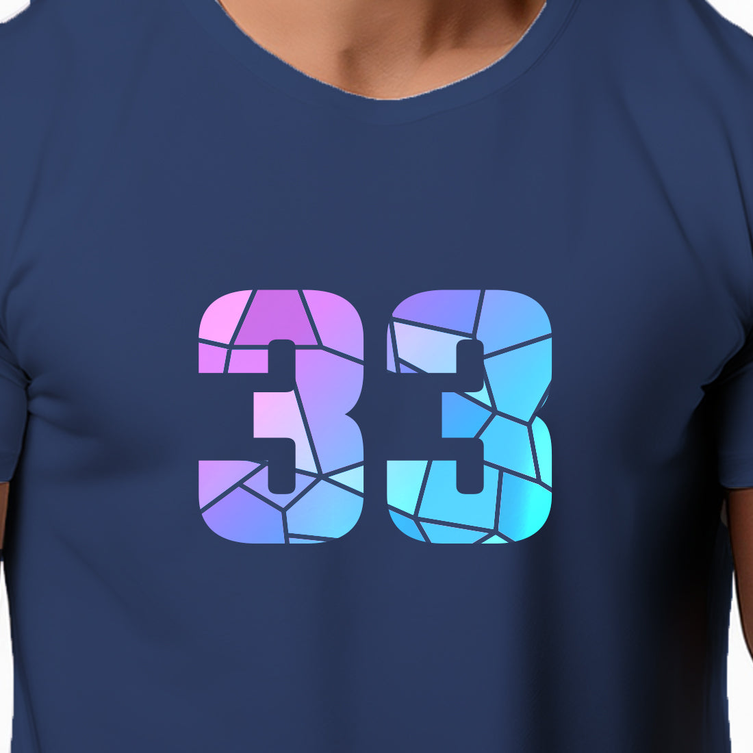 33 Number Men Unisex T-Shirt | Custom Number Graphic Tee (Navy Blue)