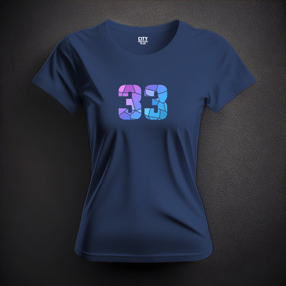 33 Number Women T-Shirt (Navy Blue) | Stylish Numeric Graphic Tee