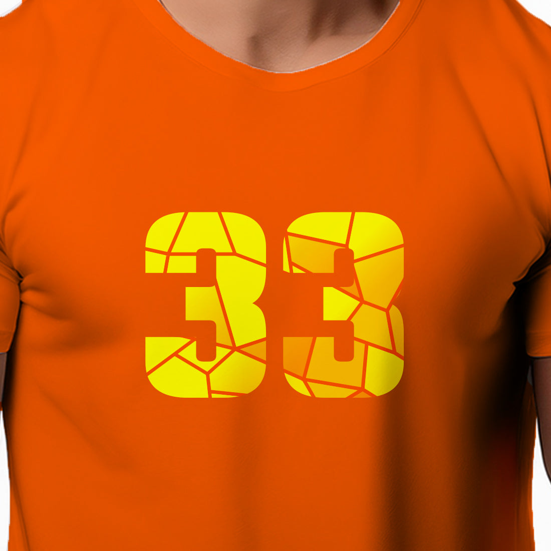 33 Number Men Unisex T-Shirt | Custom Number Graphic Tee (Orange)