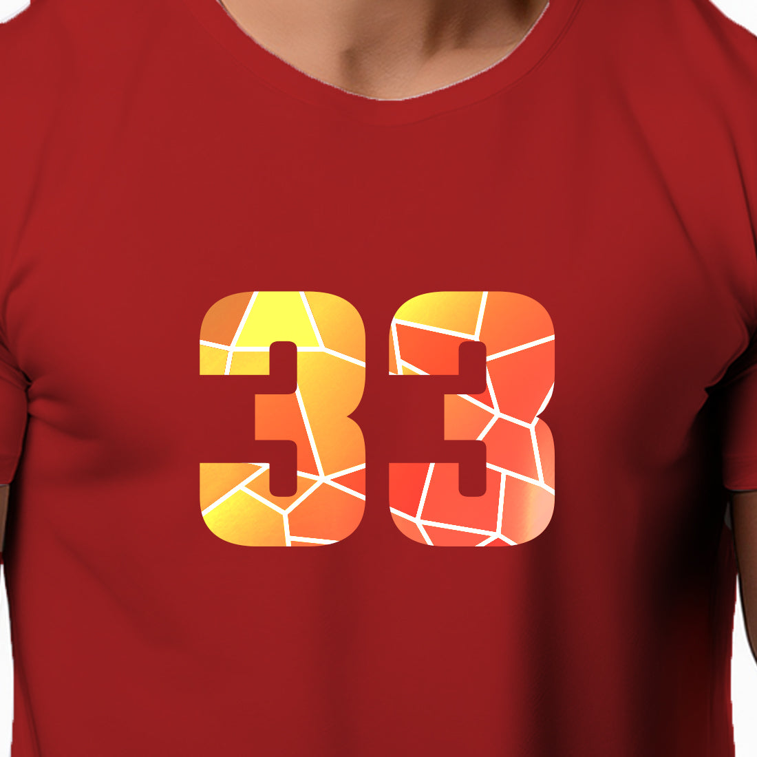 33 Number Men Unisex T-Shirt | Custom Number Graphic Tee (Red)