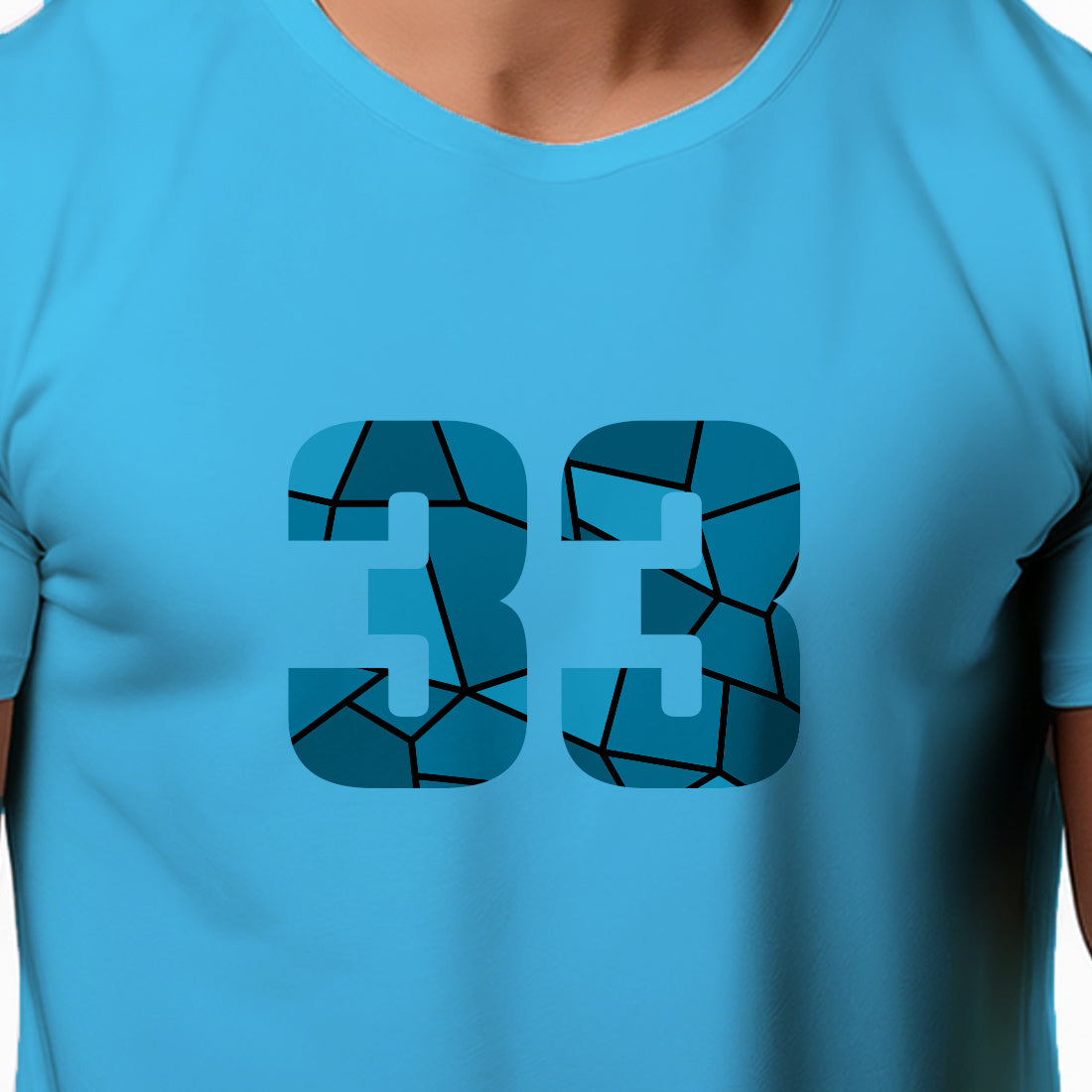 33 Number Men Unisex T-Shirt | Custom Number Graphic Tee (Sky Blue)