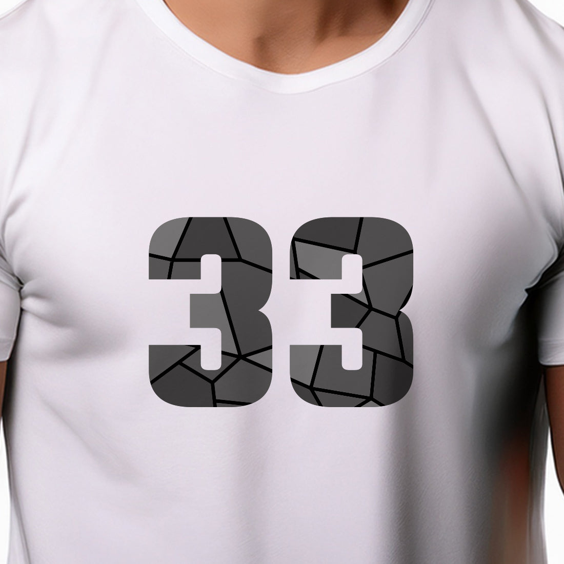 33 Number Men Unisex T-Shirt | Custom Number Graphic Tee (White)