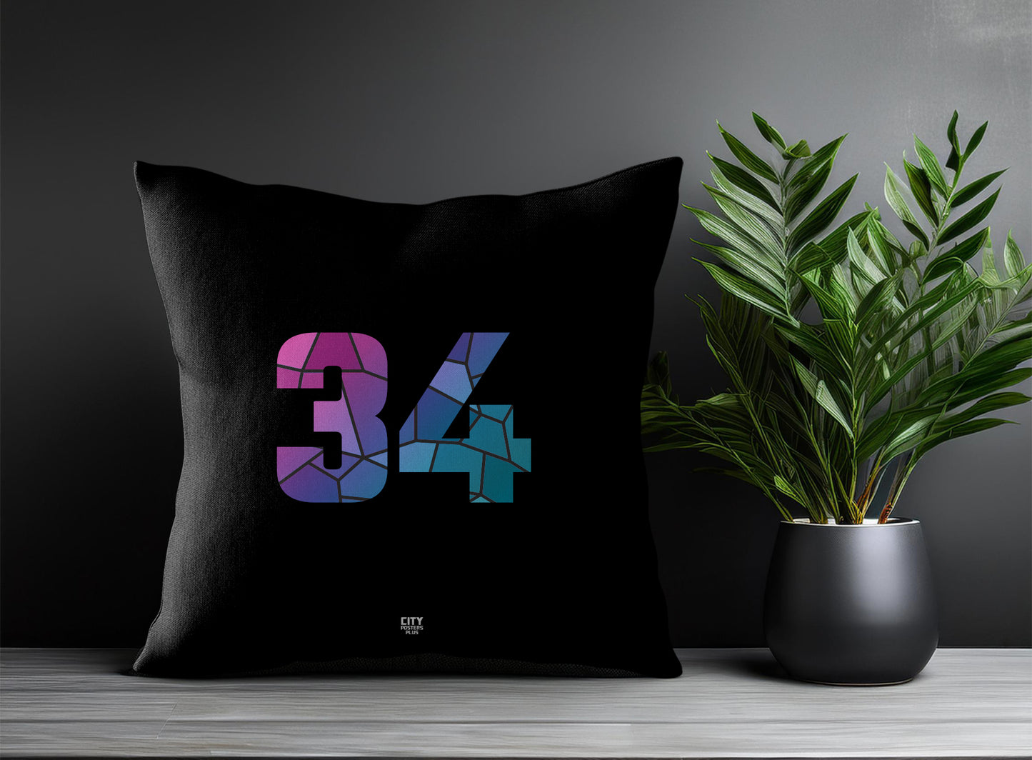 34 Number Pillow Case (Black)