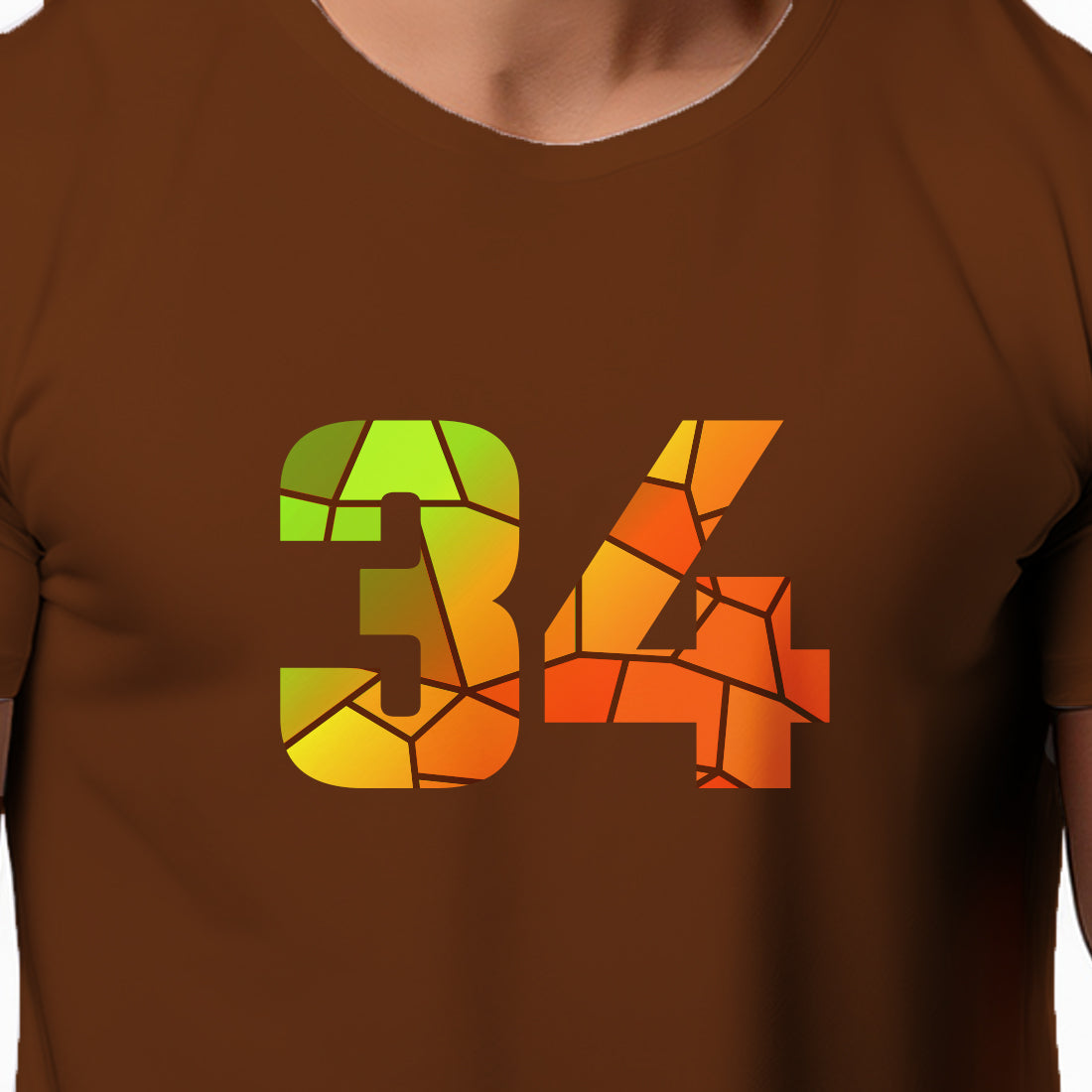 34 Number Men Unisex T-Shirt | Custom Number Graphic Tee (Brown)