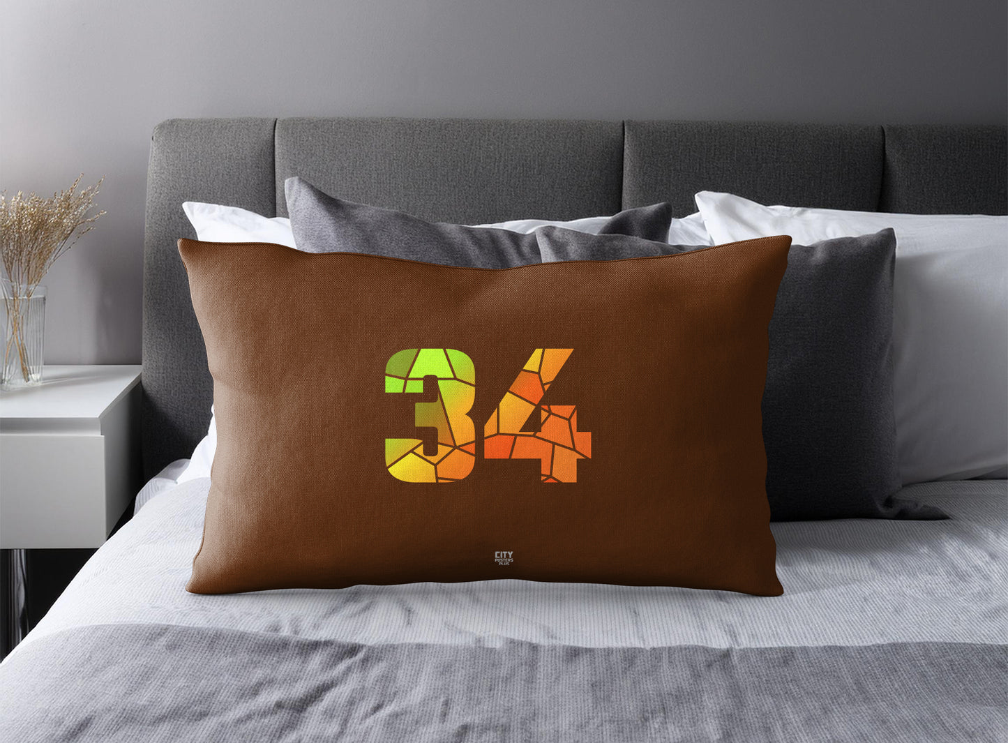 34 Number Pillow Case (Brown)