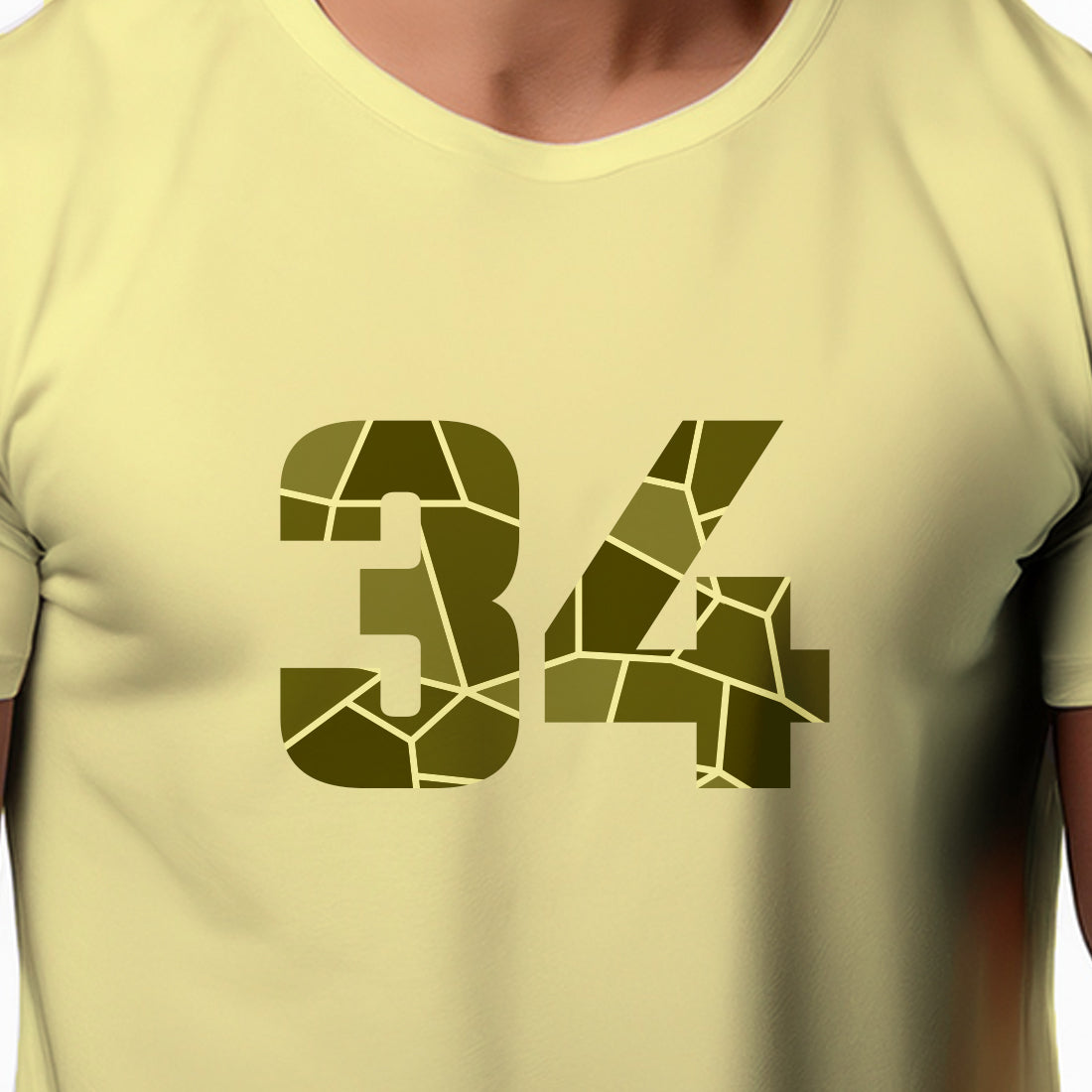 34 Number Men Unisex T-Shirt | Custom Number Graphic Tee (Butter Yellow)