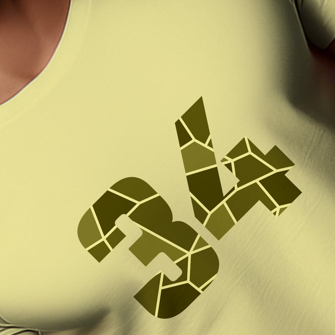34 Number Men Unisex T-Shirt | Custom Number Graphic Tee (Butter Yellow)