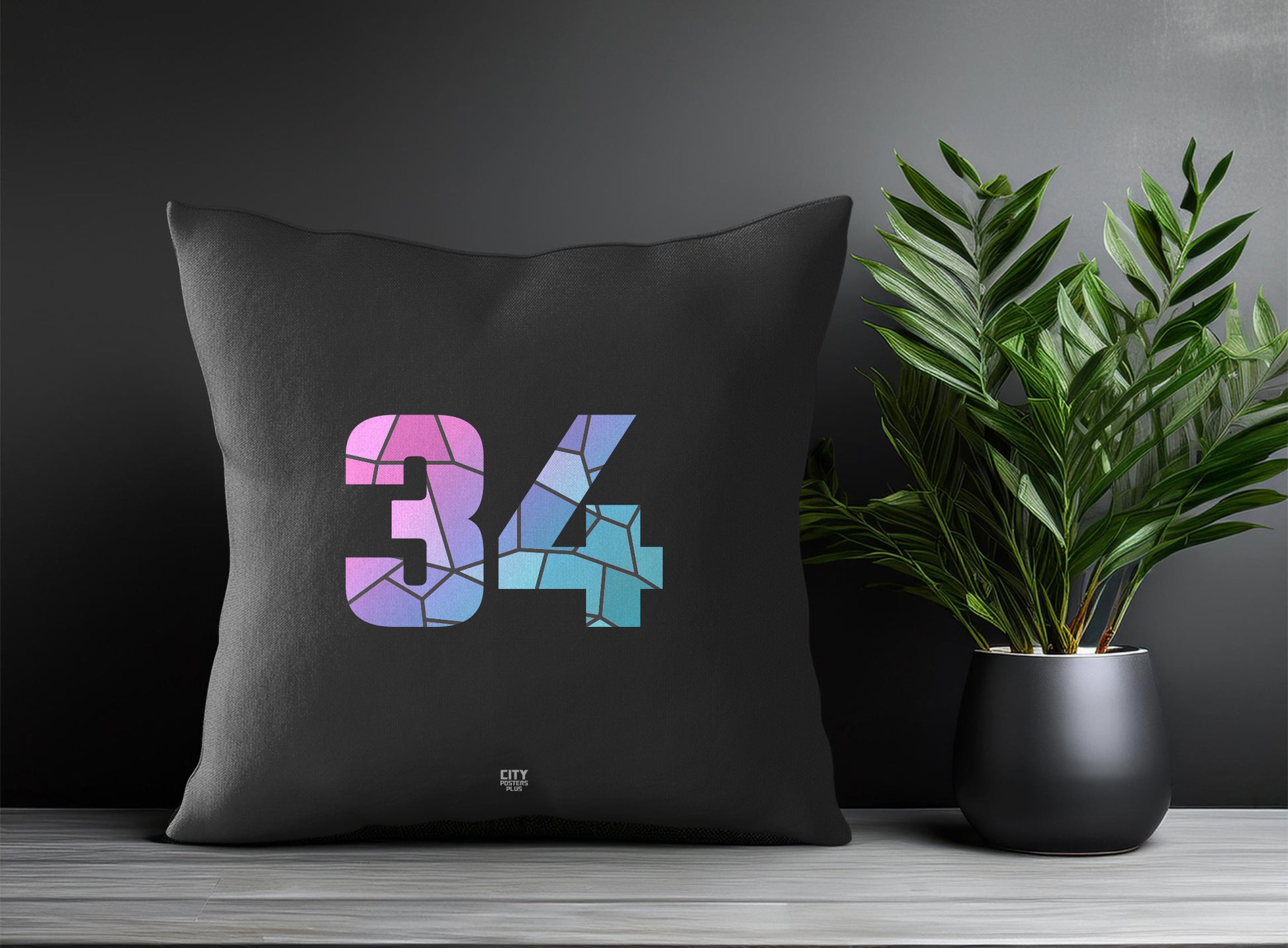 34 Number Pillow Case (Charcoal Grey)