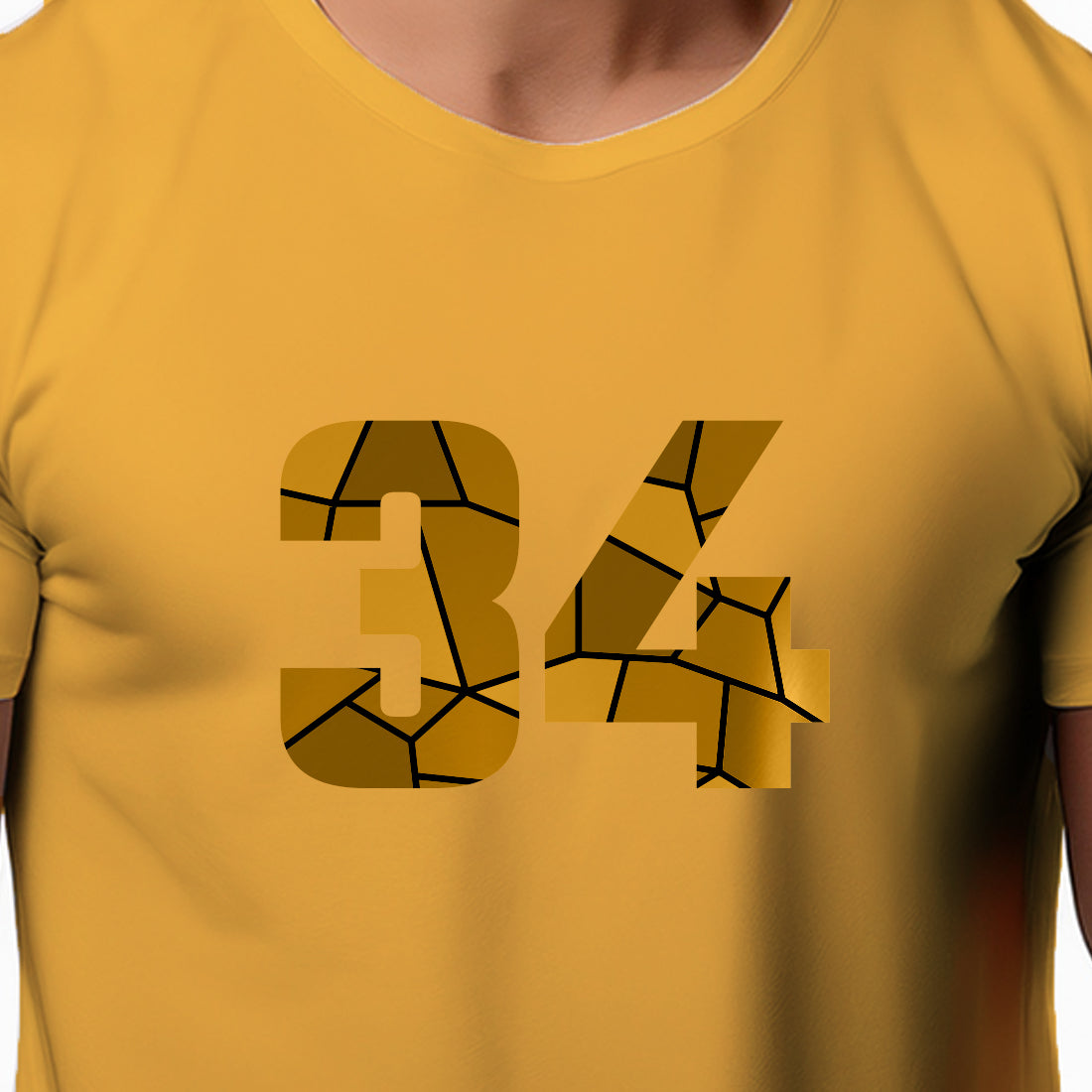 34 Number Men Unisex T-Shirt | Custom Number Graphic Tee (Golden Yellow)