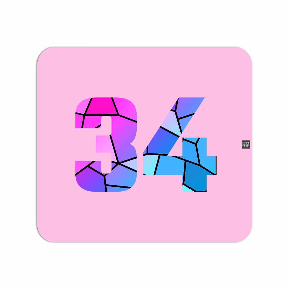 34 Number Mousepad (Light Pink)