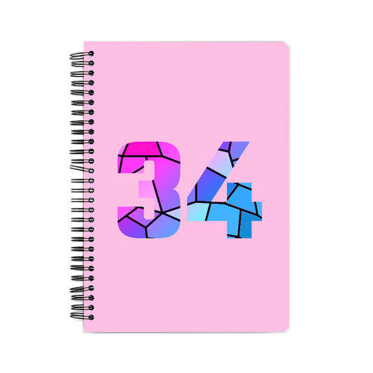 34 Number Notebook (Light Pink, A5 Size, 100 Pages, Ruled, 6 Pack)