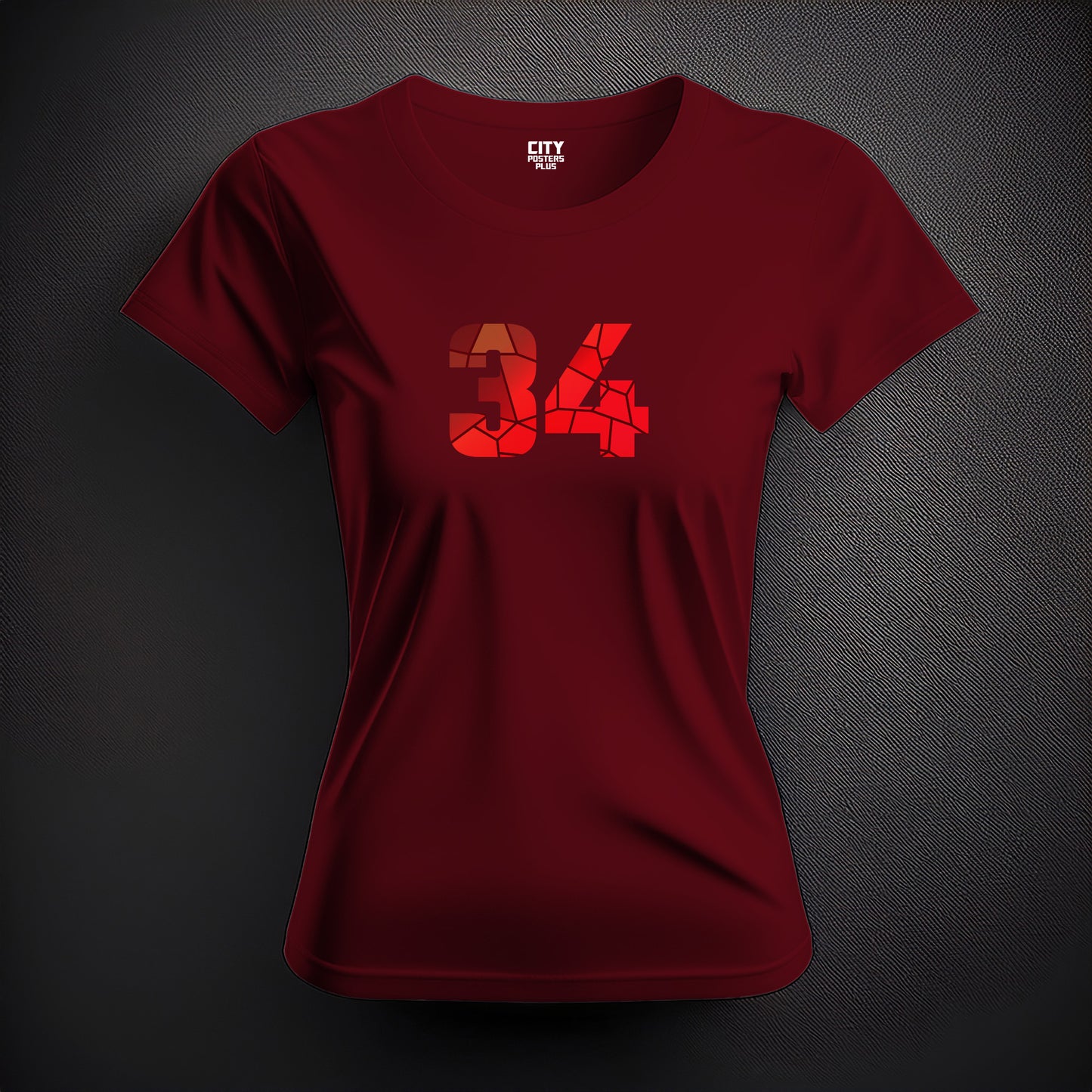 Number 34  Women T-Shirt (Maroon) | Stylish Numeric Graphic Tee