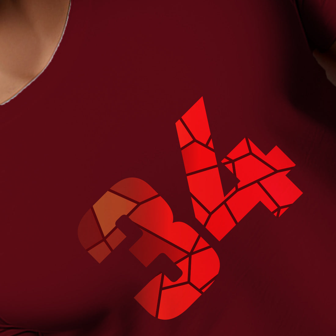 34 Number Men Unisex T-Shirt | Custom Number Graphic Tee (Maroon)