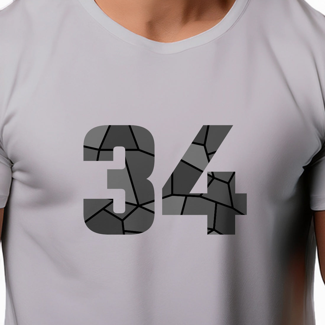 34 Number Men Unisex T-Shirt | Custom Number Graphic Tee (Melange Grey)