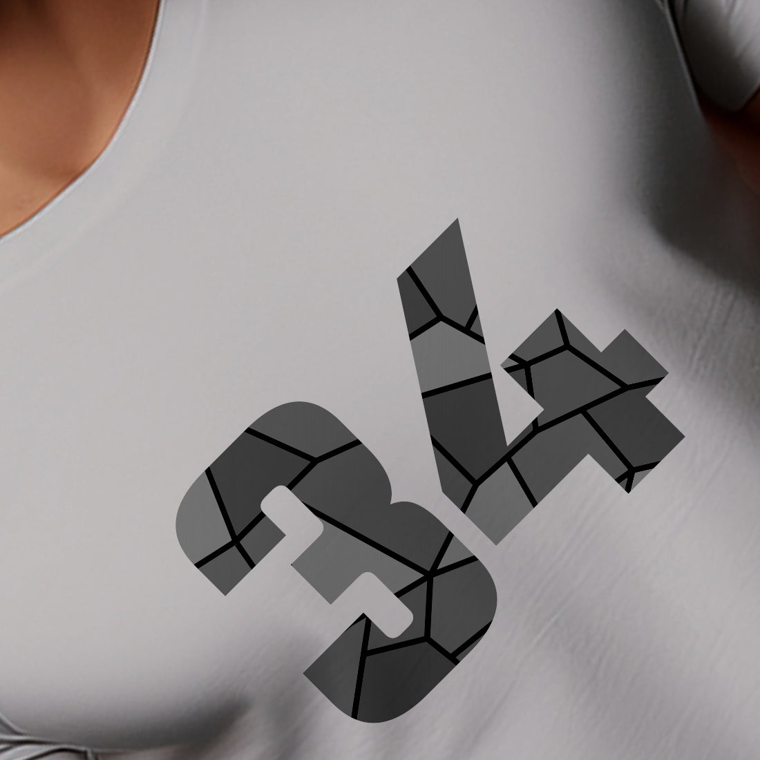 34 Number Men Unisex T-Shirt | Custom Number Graphic Tee (Melange Grey)