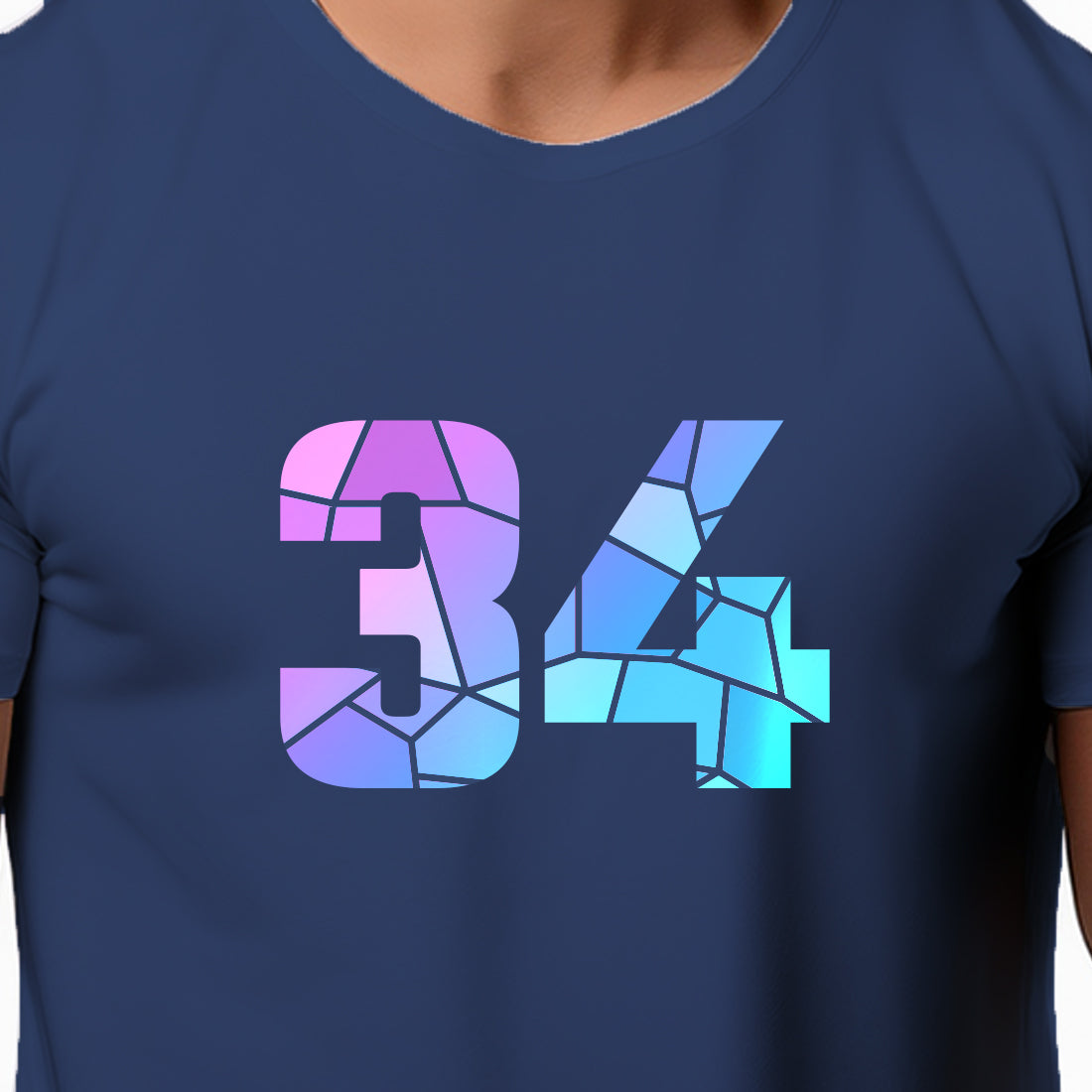 34 Number Men Unisex T-Shirt | Custom Number Graphic Tee (Navy Blue)