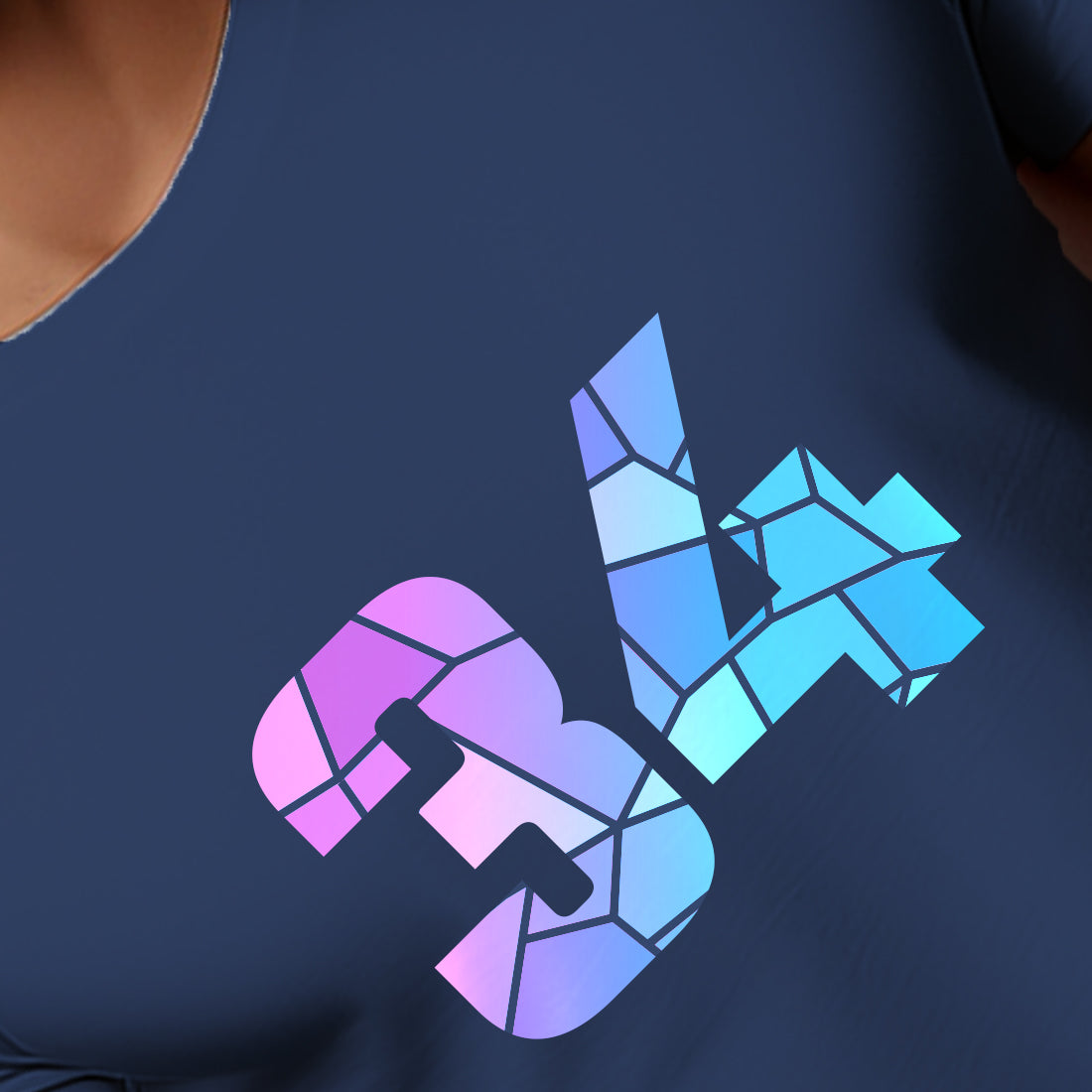 34 Number Men Unisex T-Shirt | Custom Number Graphic Tee (Navy Blue)