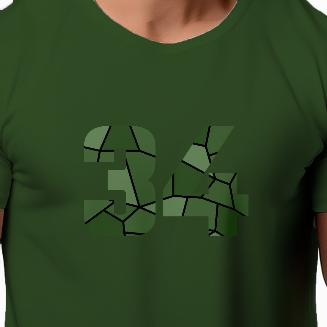 34 Number Men Unisex T-Shirt | Custom Number Graphic Tee (Olive Green)