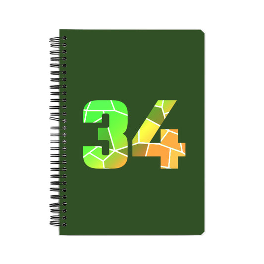 34 Number Notebook (Olive Green, A5 Size, 100 Pages, Ruled, 6 Pack)