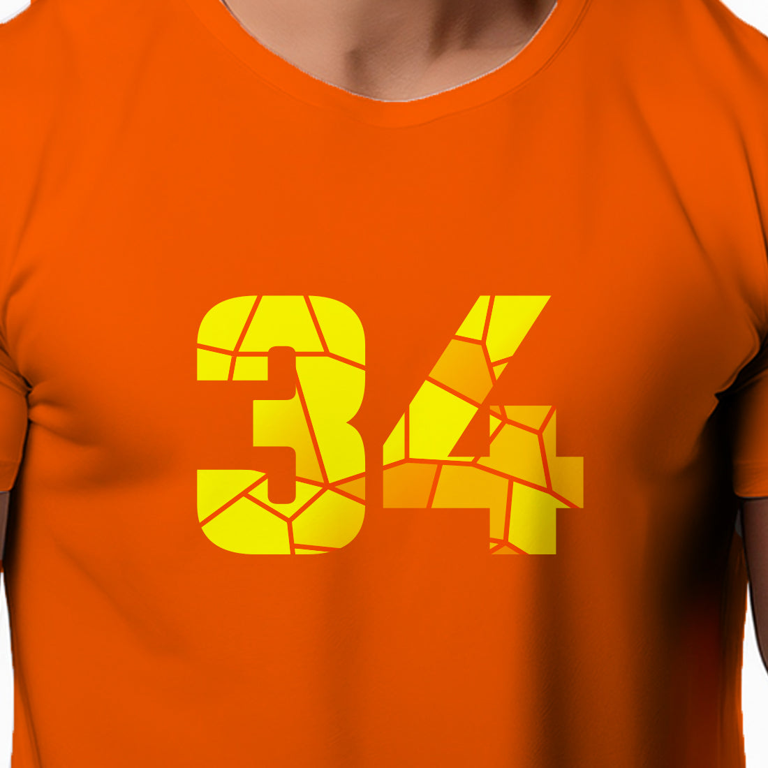 34 Number Men Unisex T-Shirt | Custom Number Graphic Tee (Orange)