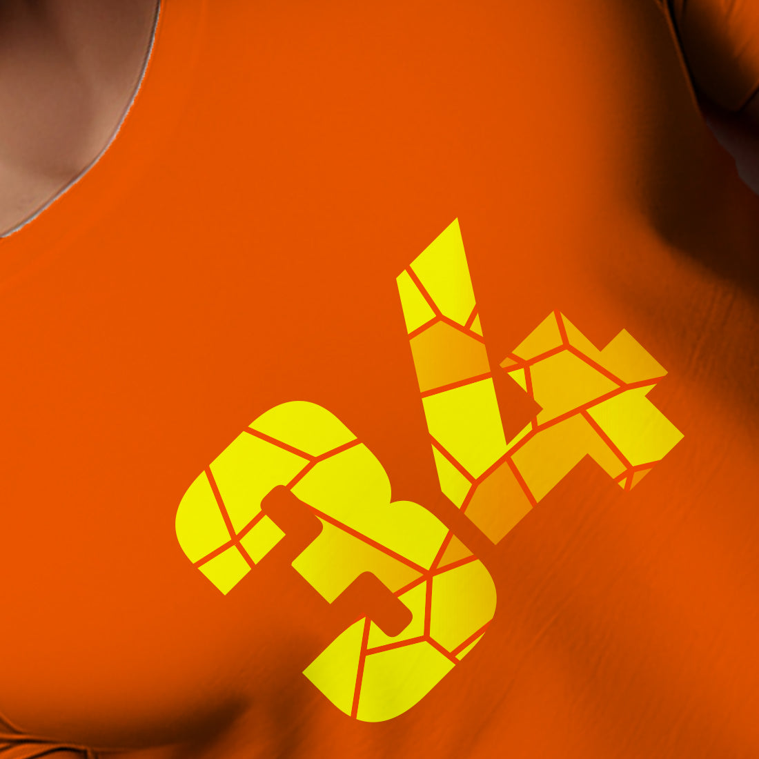 34 Number Men Unisex T-Shirt | Custom Number Graphic Tee (Orange)