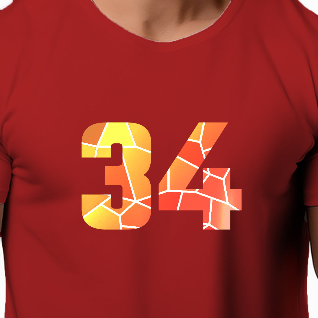 34 Number Men Unisex T-Shirt | Custom Number Graphic Tee (Red)