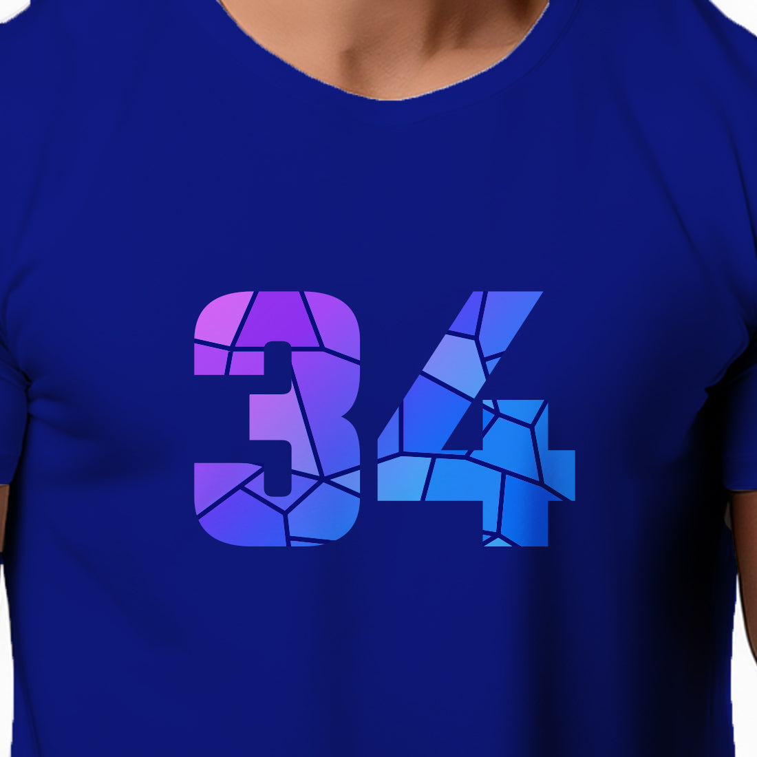 34 Number Men Unisex T-Shirt | Custom Number Graphic Tee (Royal Blue)