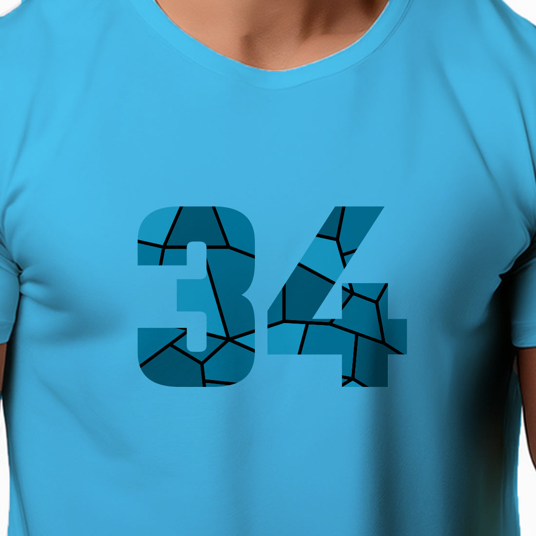 34 Number Men Unisex T-Shirt | Custom Number Graphic Tee (Sky Blue)