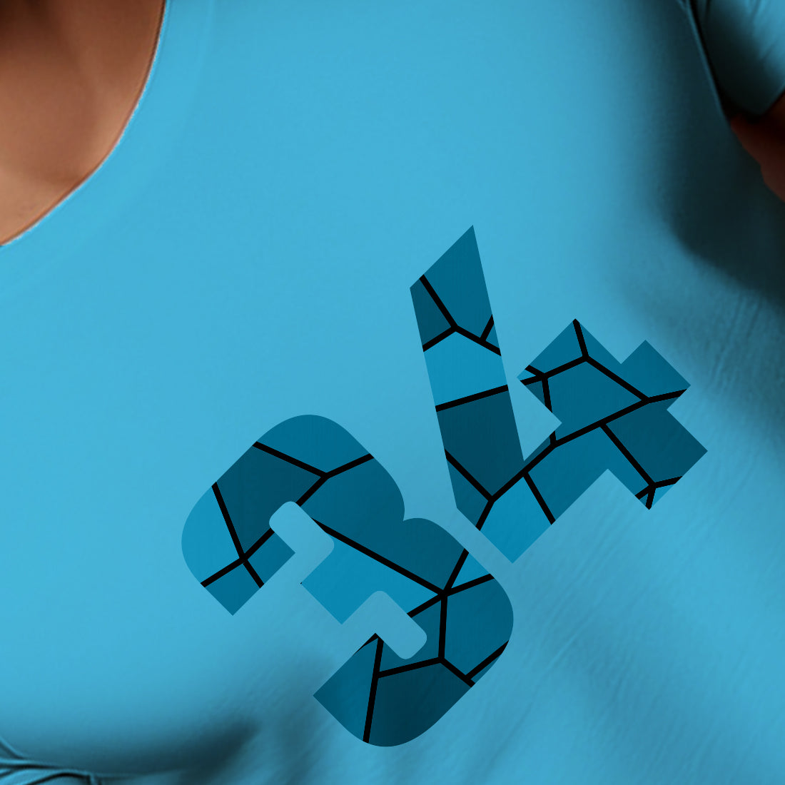 34 Number Men Unisex T-Shirt | Custom Number Graphic Tee (Sky Blue)