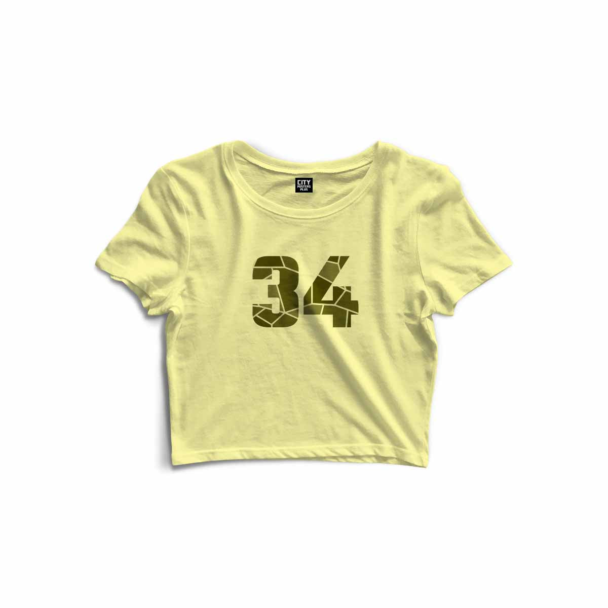 34 Number Women Crop Top (Butter Yellow)