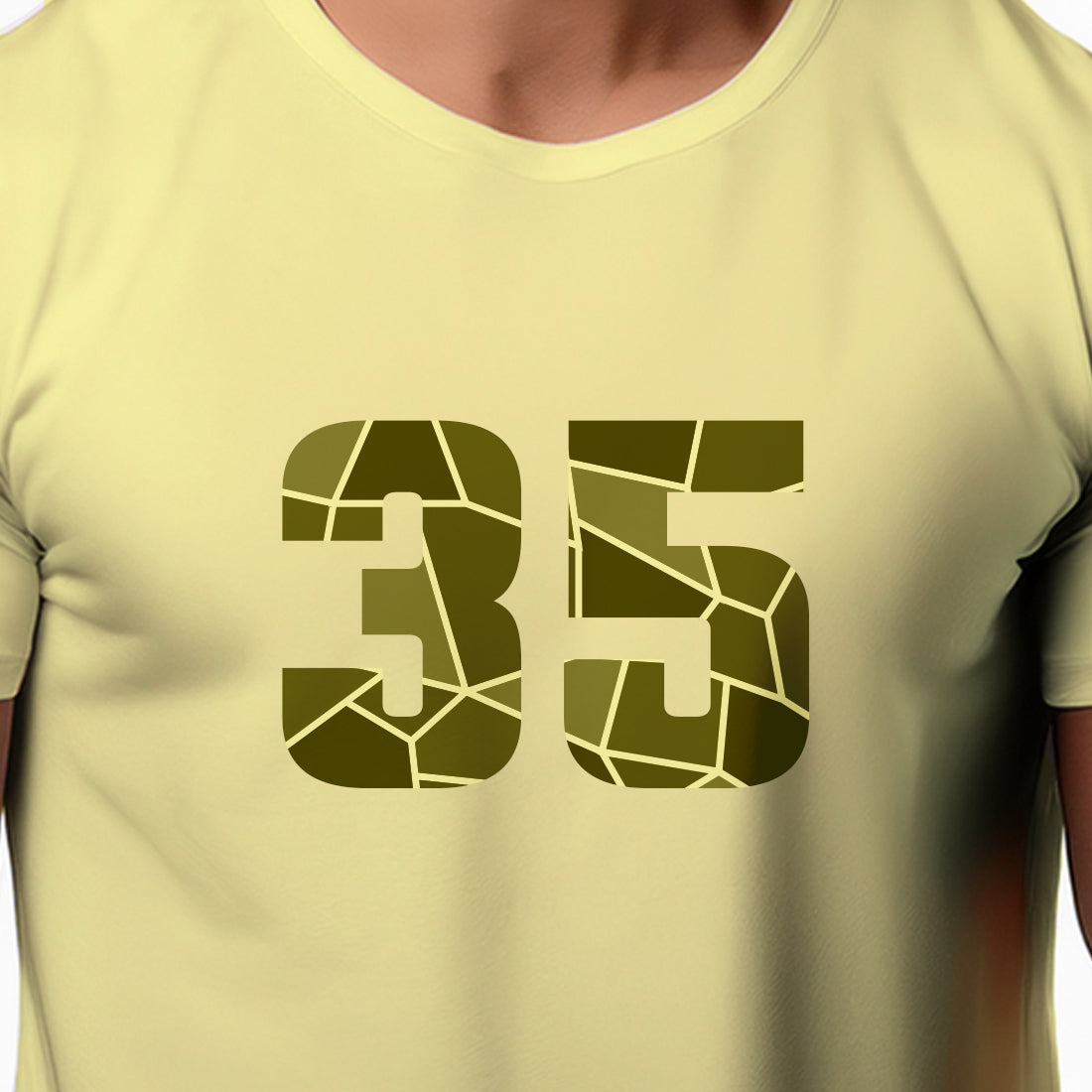 35 Number Men Unisex T-Shirt | Custom Number Graphic Tee (Butter Yellow)