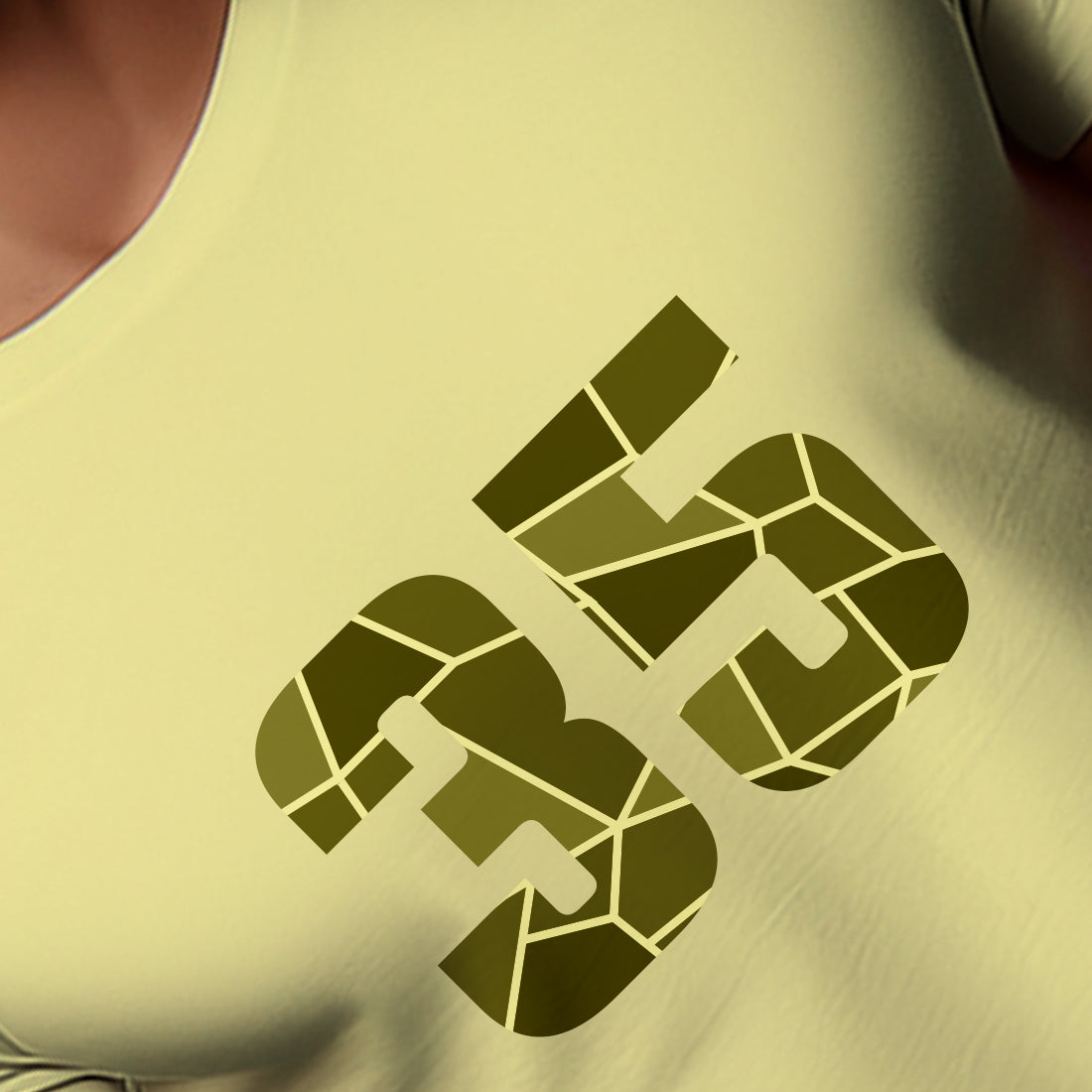 35 Number Men Unisex T-Shirt | Custom Number Graphic Tee (Butter Yellow)