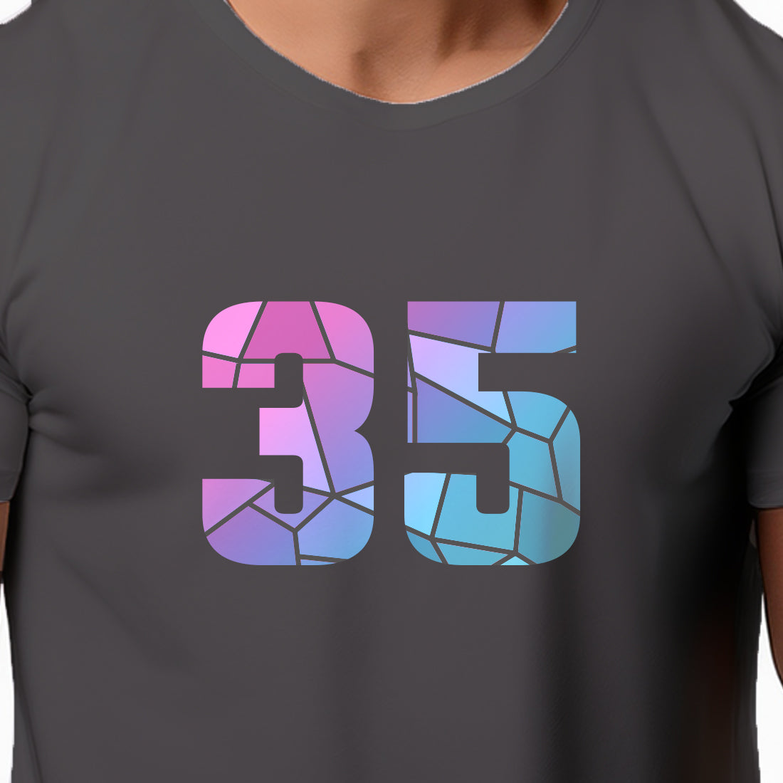 35 Number Men Unisex T-Shirt | Custom Number Graphic Tee (Charcoal Grey)