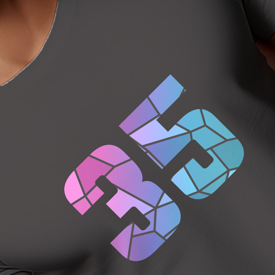 35 Number Men Unisex T-Shirt | Custom Number Graphic Tee (Charcoal Grey)