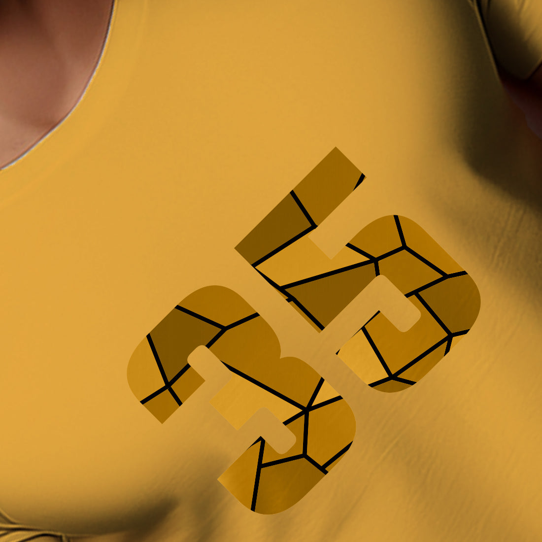 35 Number Men Unisex T-Shirt | Custom Number Graphic Tee (Golden Yellow)