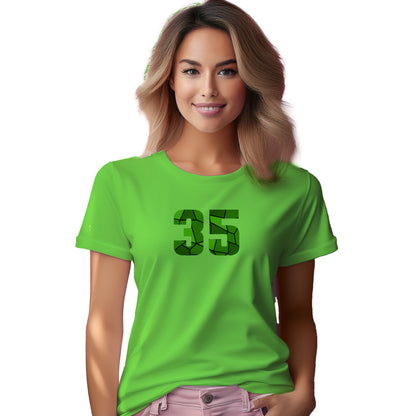 35 Number Women T-Shirt (Liril Green) | Stylish Numeric Graphic Tee