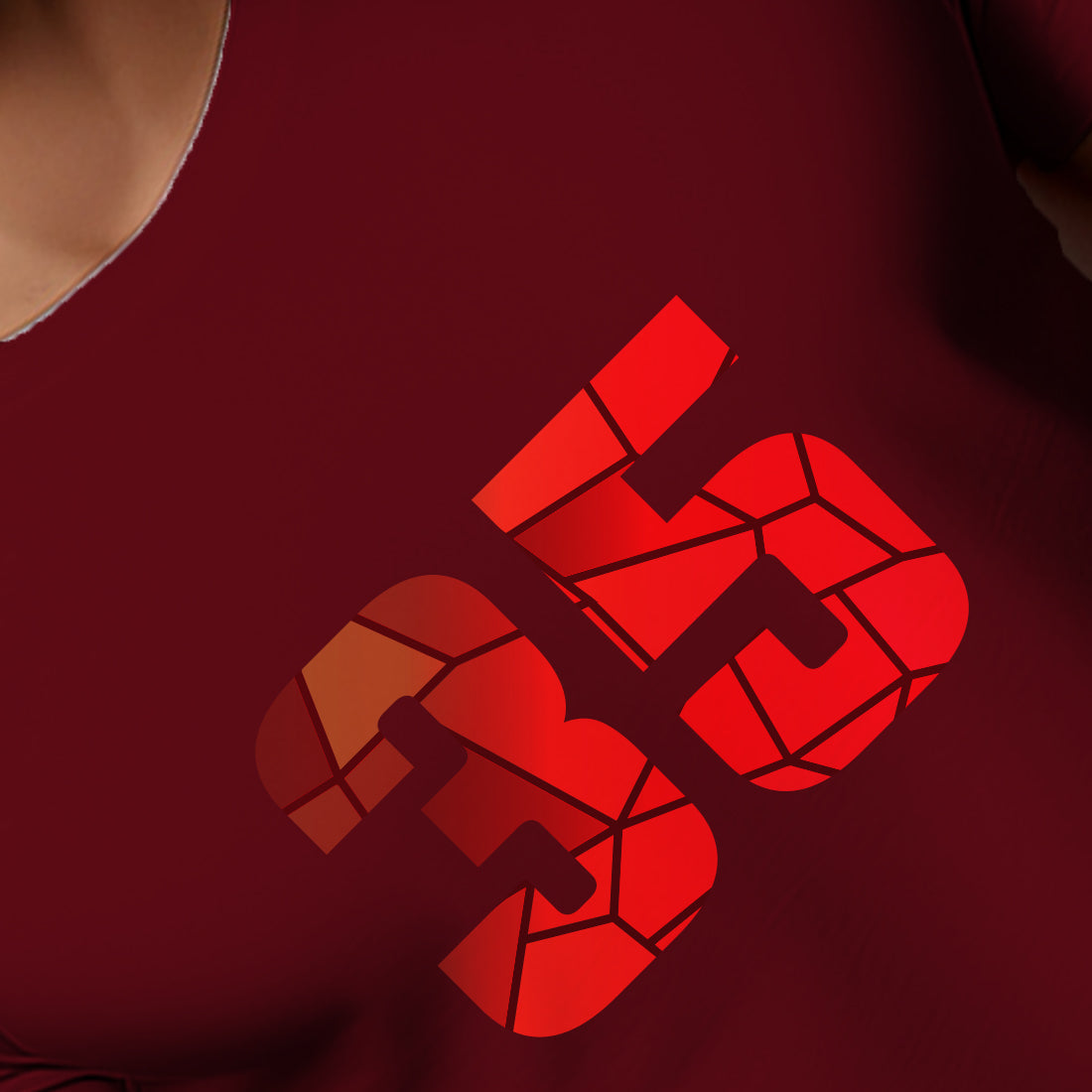 35 Number Men Unisex T-Shirt | Custom Number Graphic Tee (Maroon)