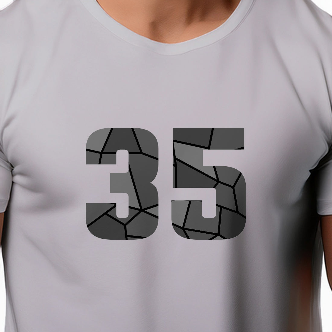 35 Number Men Unisex T-Shirt | Custom Number Graphic Tee (Melange Grey)