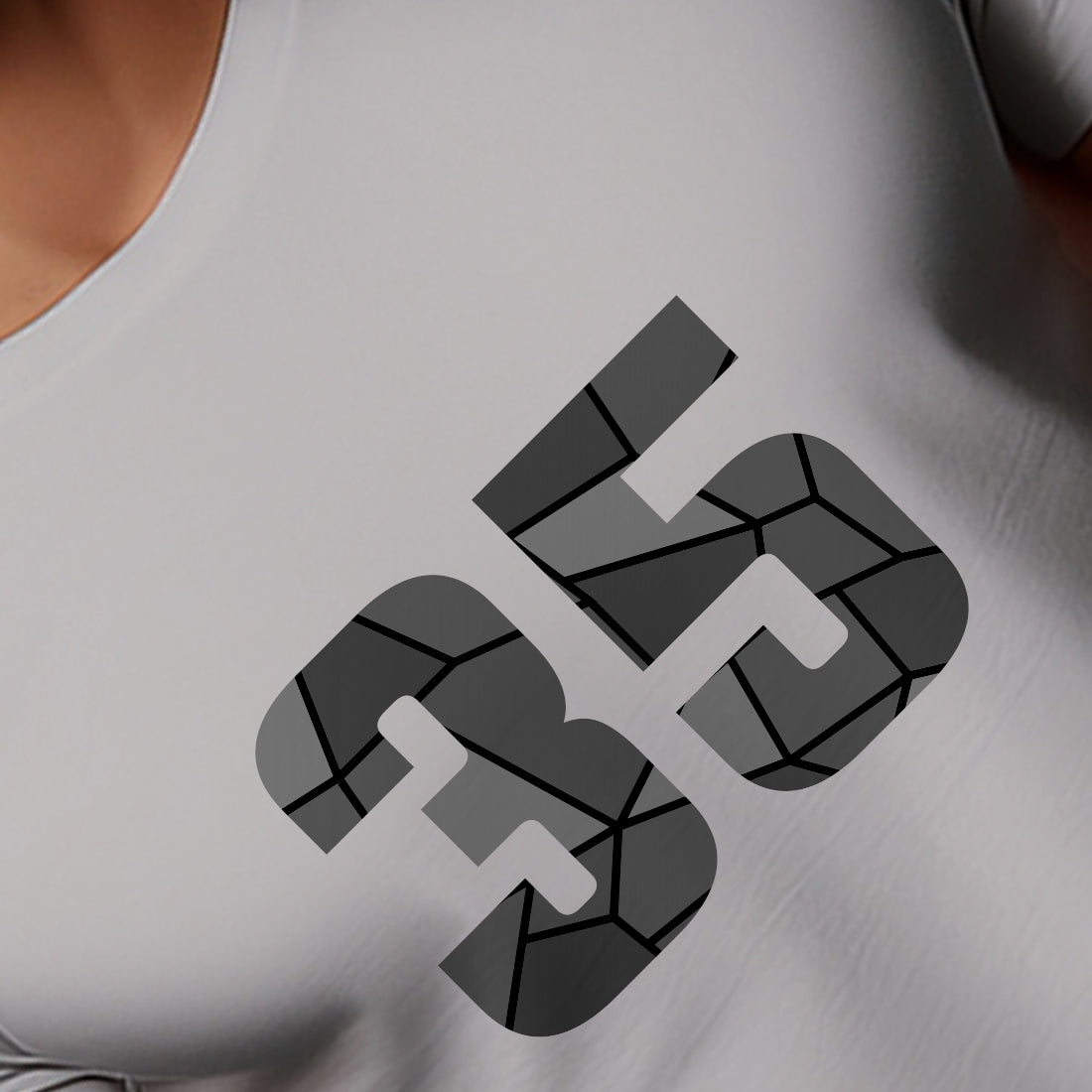 35 Number Men Unisex T-Shirt | Custom Number Graphic Tee (Melange Grey)
