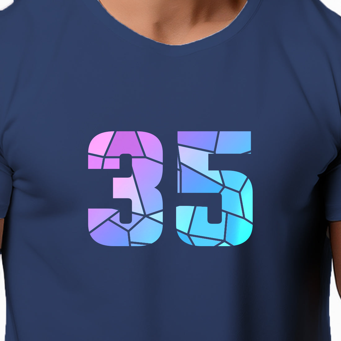 35 Number Men Unisex T-Shirt | Custom Number Graphic Tee (Navy Blue)
