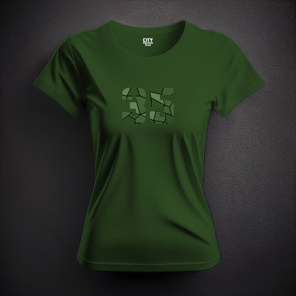 35 Number Women T-Shirt (Olive Green) | Stylish Numeric Graphic Tee