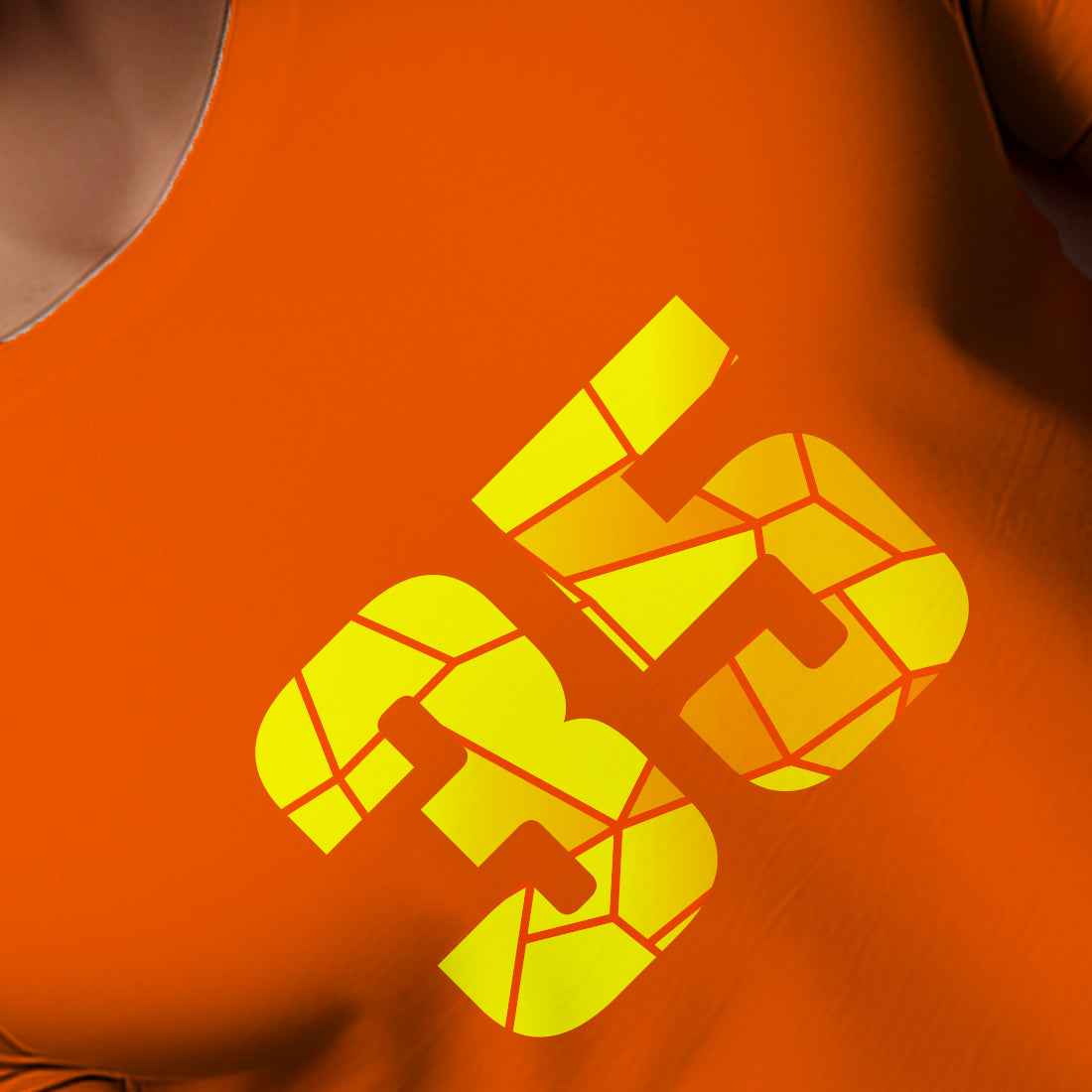 35 Number Men Unisex T-Shirt | Custom Number Graphic Tee (Orange)
