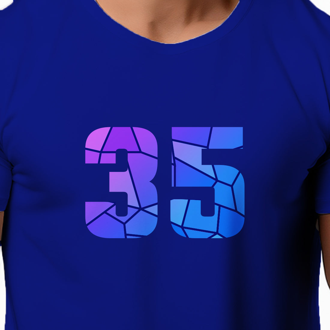 35 Number Men Unisex T-Shirt | Custom Number Graphic Tee (Royal Blue)