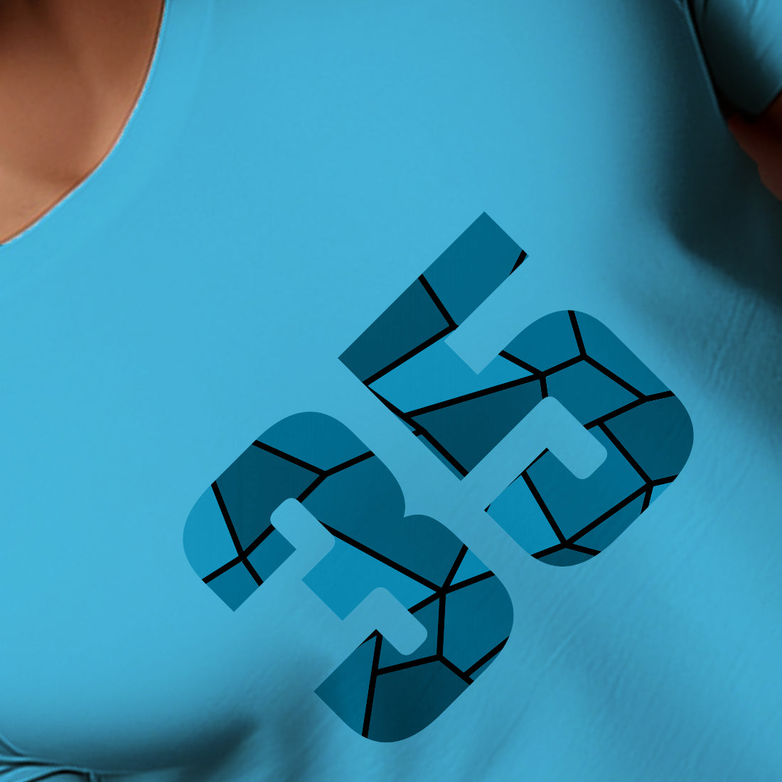35 Number Men Unisex T-Shirt | Custom Number Graphic Tee (Sky Blue)