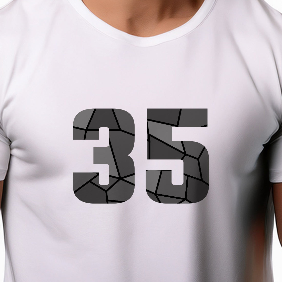 35 Number Men Unisex T-Shirt | Custom Number Graphic Tee (White)