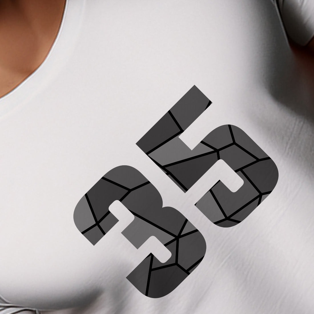 35 Number Men Unisex T-Shirt | Custom Number Graphic Tee (White)